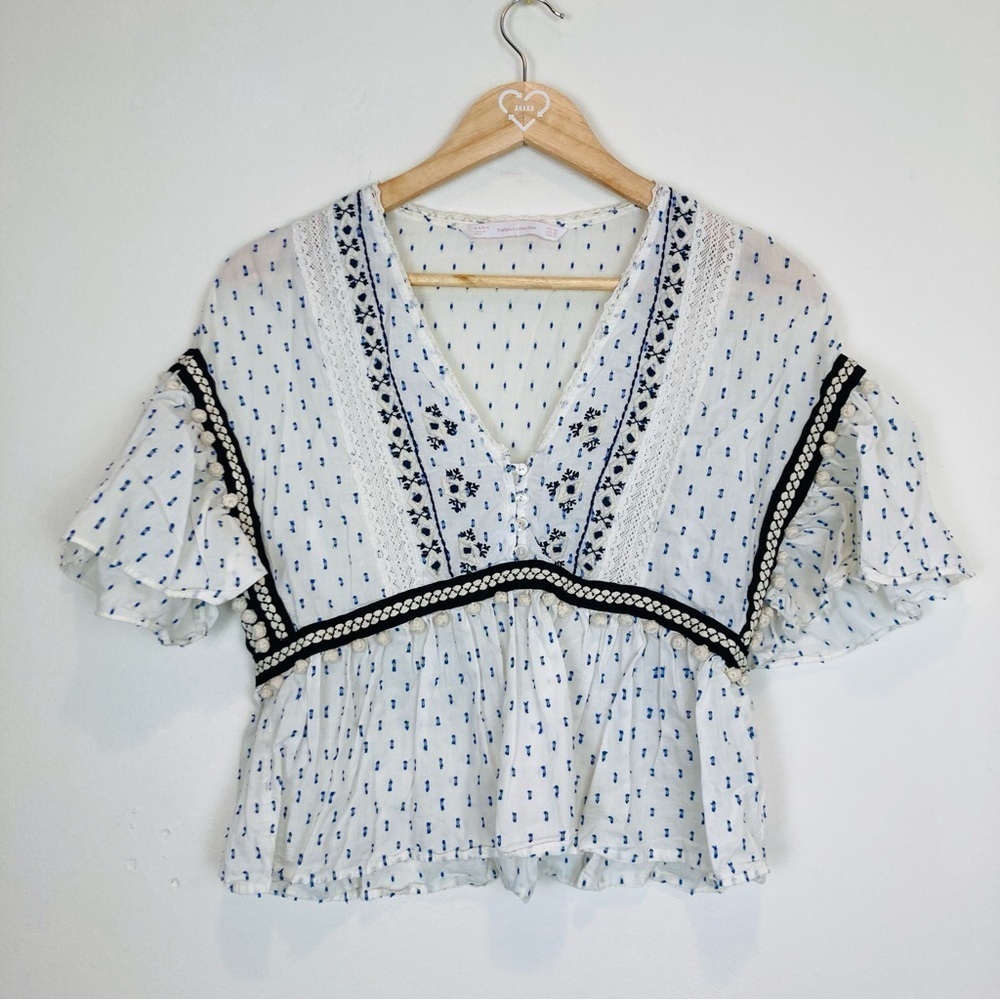 Zara summer boho short sleeve top. Size XS